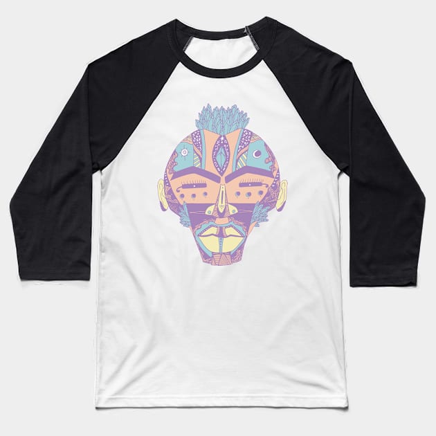 Retro Blend African Mask 4 Baseball T-Shirt by kenallouis